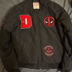 Marvel Deadpool Black and Red Varsity Jacket
